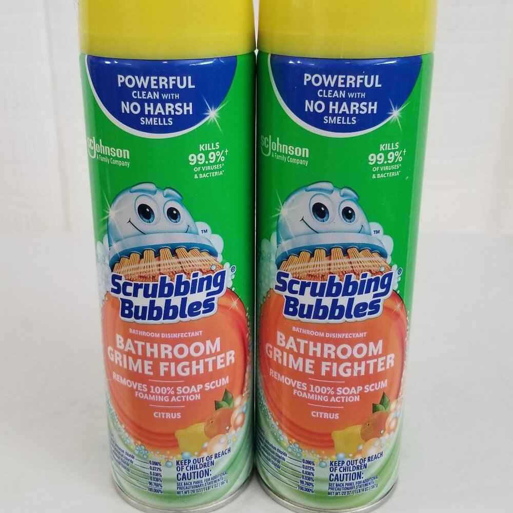 2 Scrubbing Bubbles Bathroom Grime Fighter  Citrus Removes 100% Soap Scum